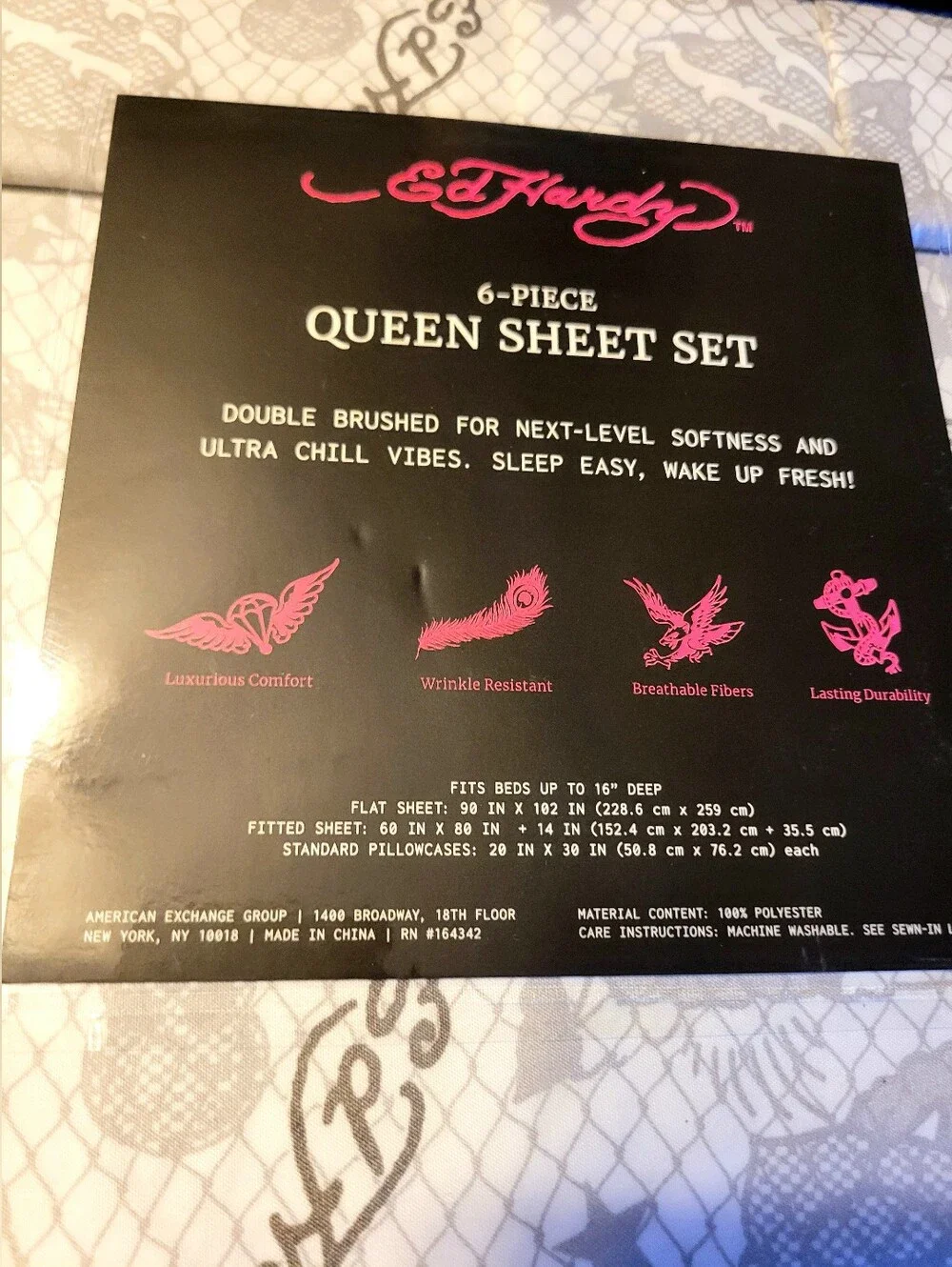Ed Hardy Queen Sheet Set 6 Piece